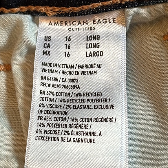 American Eagle High Rise Skinny Kick Next Level Stretch Raw Hem Size 16 L - Picture 12 of 16